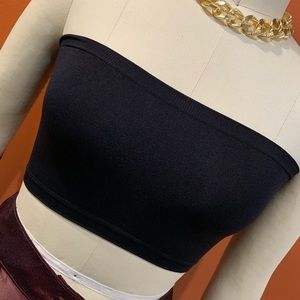 Black Basic Crop Strapless Tube Top